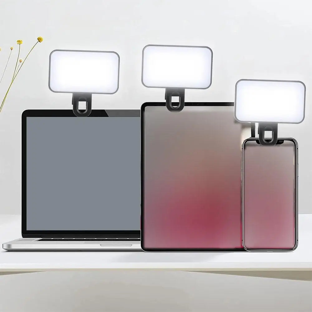 Portable Mini Selfie Fill Light Rechargeable 3 Modes Adjustable Brightness Clip on for Mobile Phone Make up Computer Fill Light
